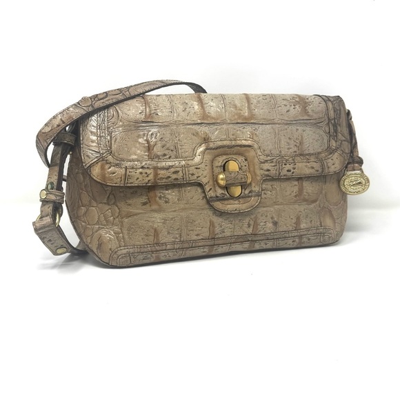Brahmin Croc-Embossed Leather Shoulder Bag – Chestnut Brown Vintage - Picture 4 of 10